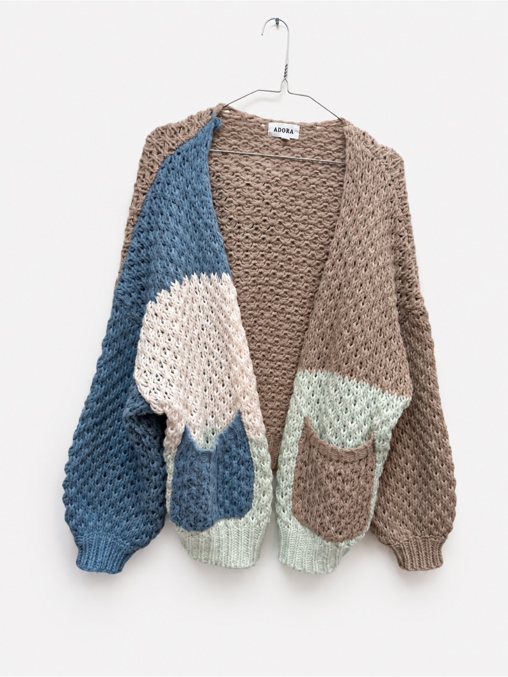 Adora Color Block Chunky Knit Cardigan Sweater Women’s Size L